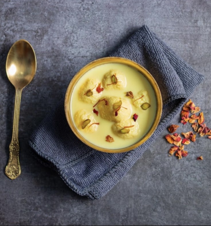 Rasmalai dessert in a bowl