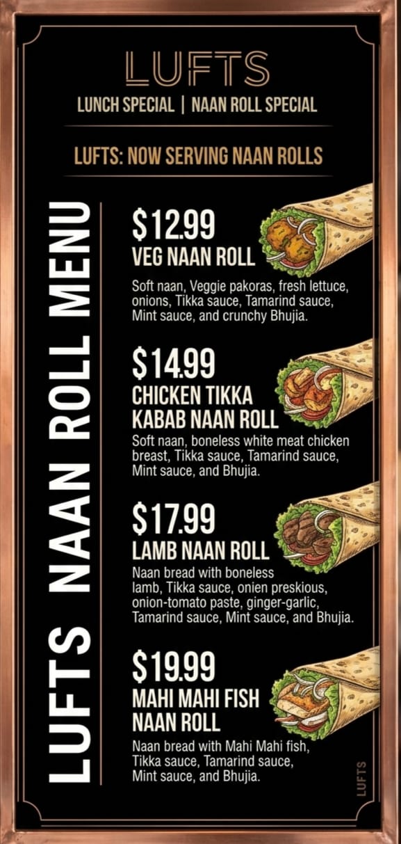 Lunch specials naan rolls